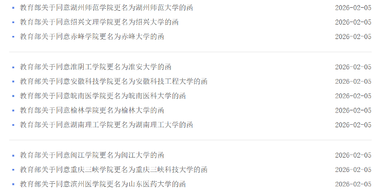 9省份11所萬人規模高校由“學院”升格為“大學”