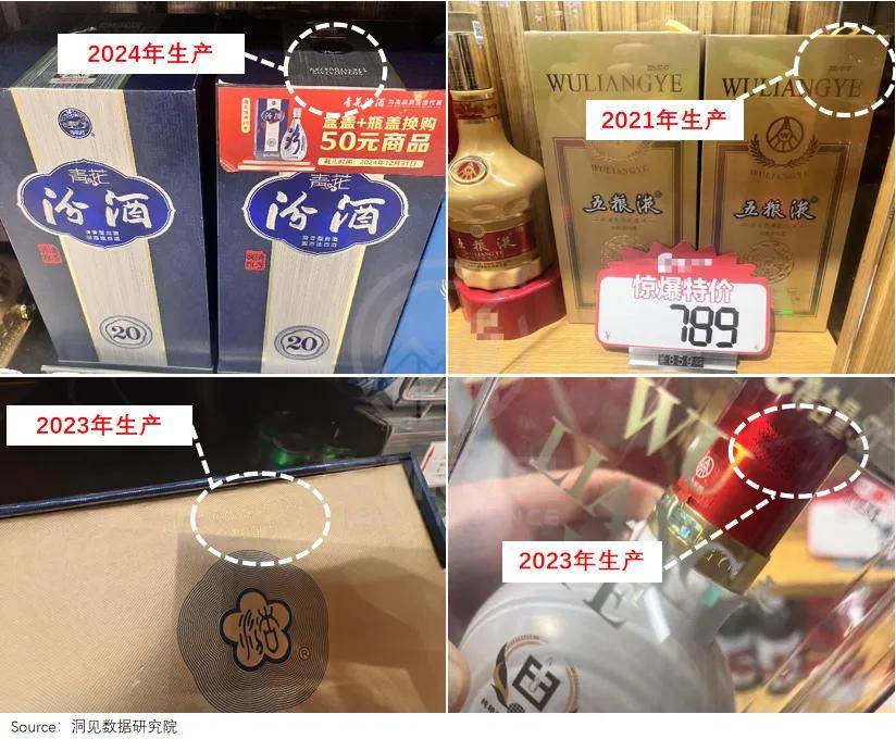 超市貨架上，擺滿了三四年前的白酒