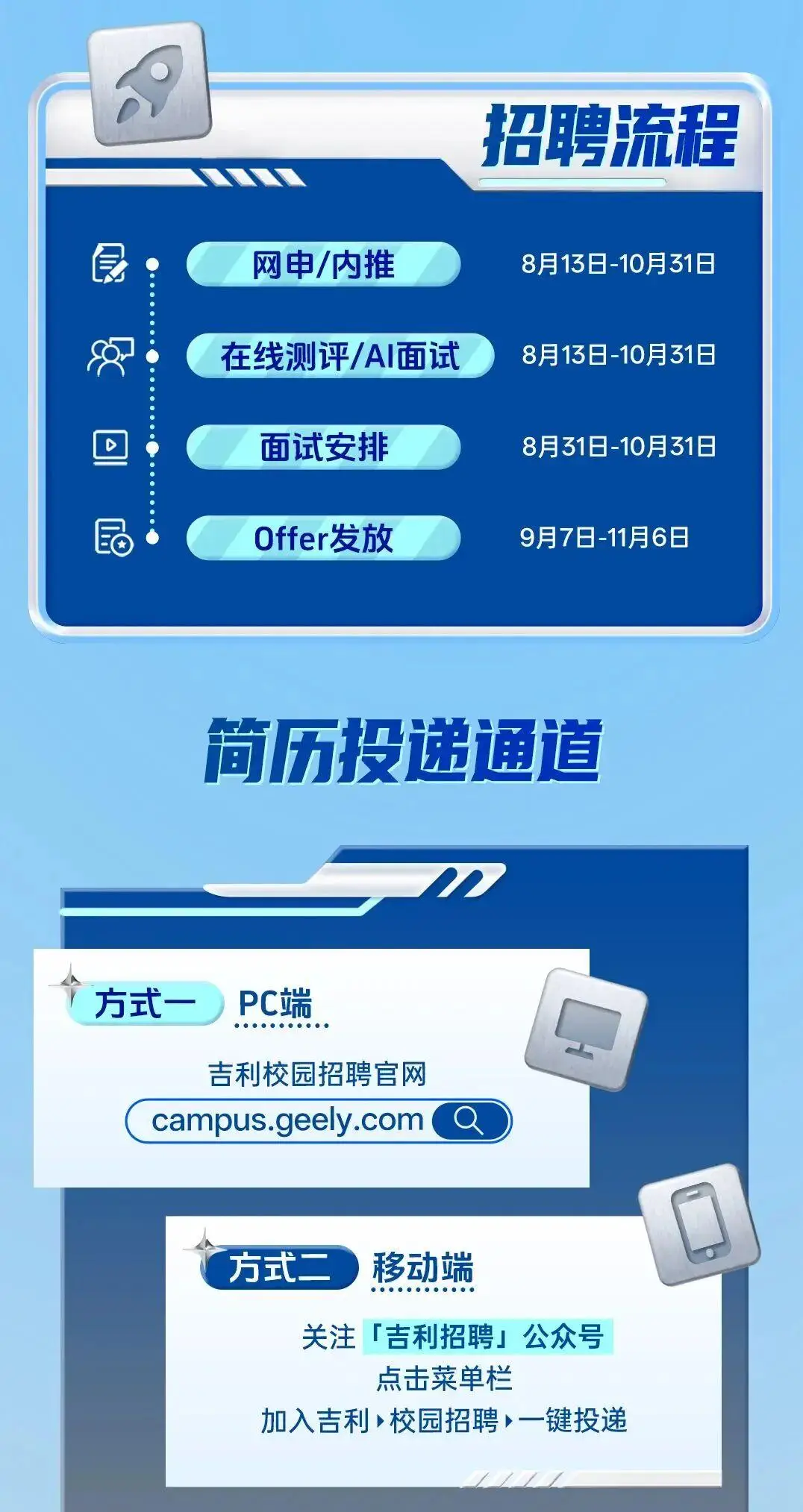 吉利控股集團等公開招聘！